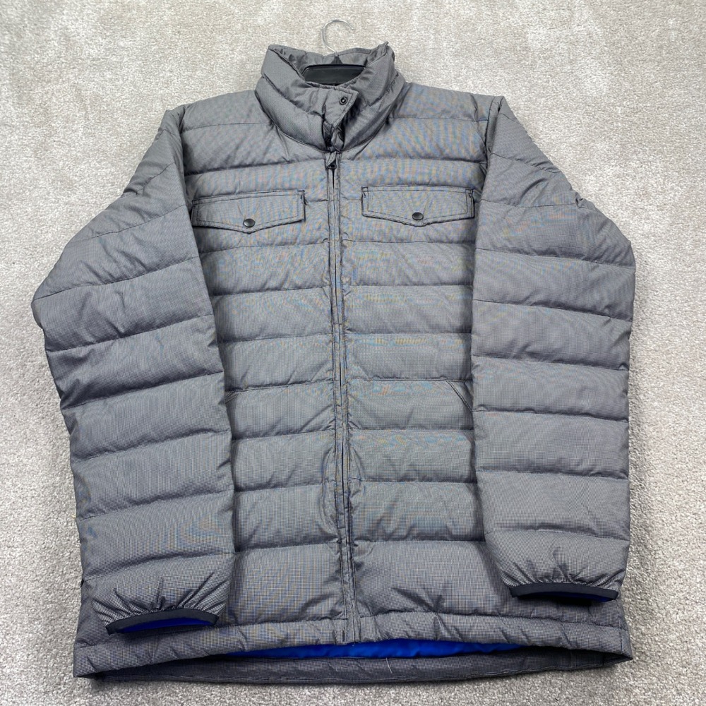 Adidas Snow LS Down Jacket Mens Large Black White Grid Puffer M31455 Coat Jacket